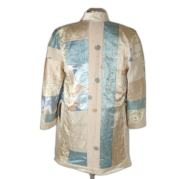 🔥HP🔥Jeanne Marc Saks Fifth 80s Multi-Colored Patch Duster/Kimono/Jacket - Picture 3 of 12